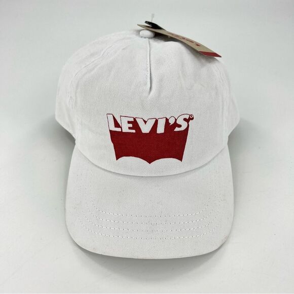 Levi’s SnapBack Baseball Hat White Red One Size NEW - Picture 1 of 9